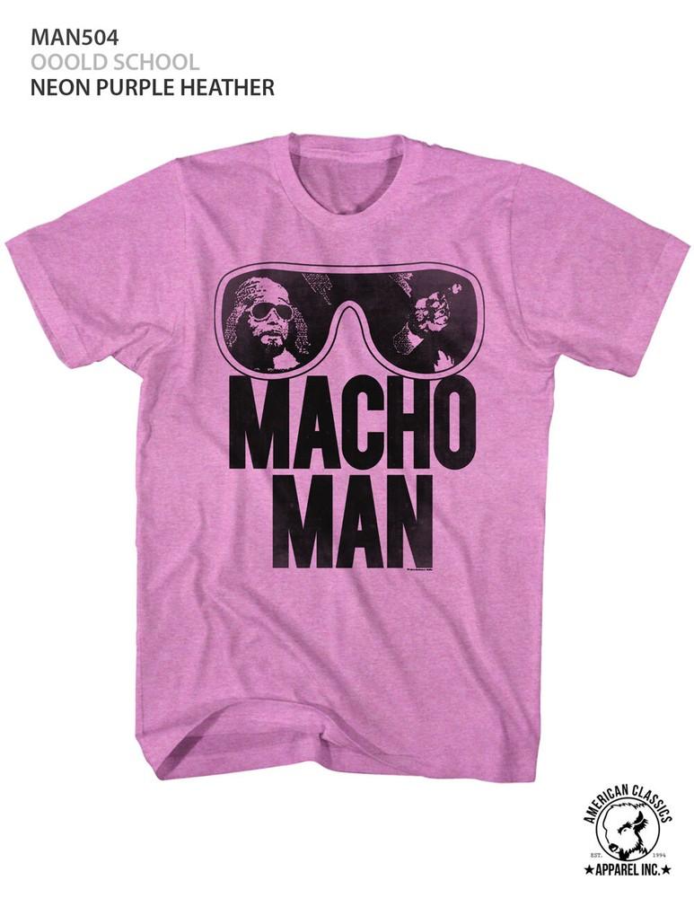 Футболка взрослая Macho Man Ooold School неоновая фиолетовая меланжевая