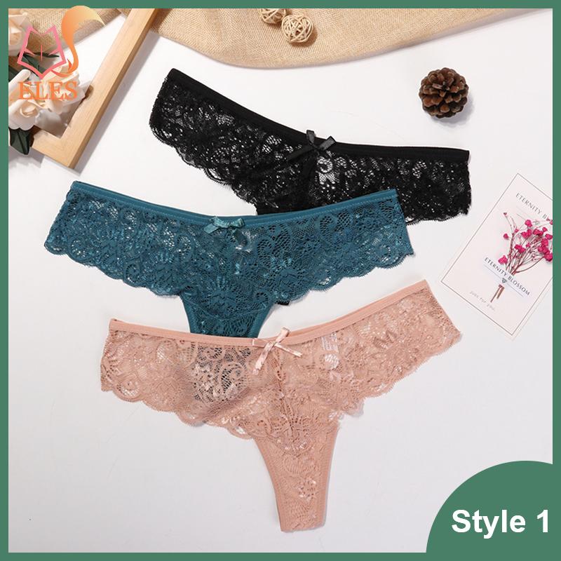 3 Pcs Woman Panties Sexy Lace Thong Underwear Lingerie Female T-back Temptation Low Waist G-string Pack