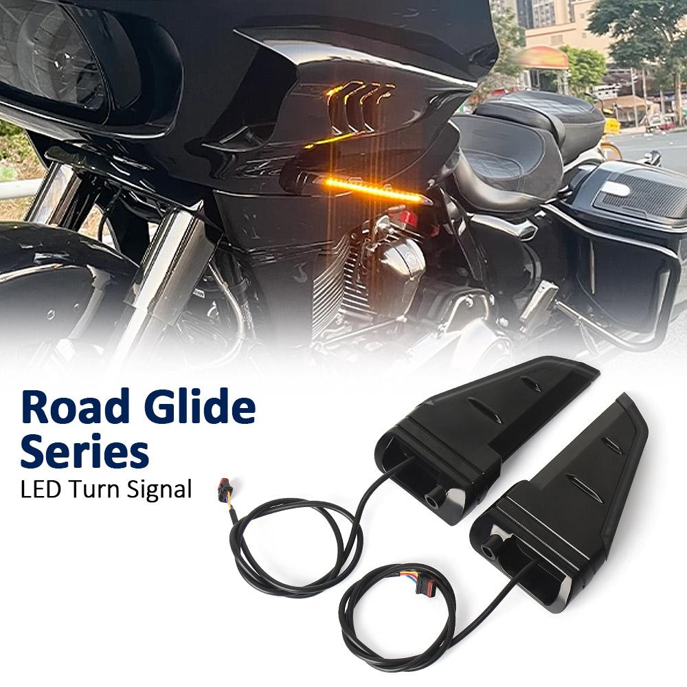 For Road Glide FLTRX FLTRU FLTRK 2015-2023 Motorcycle Accessories Front Side LED Light Turn Signal Indicator Lamp Kit