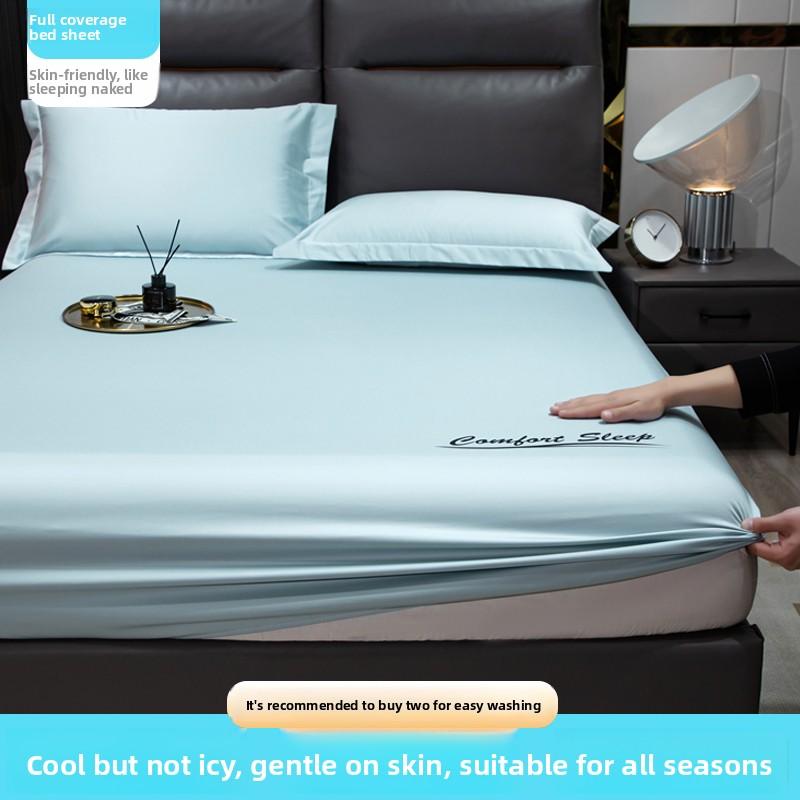 Cool Sensation Ice Silk Bedding Single Piece Mattress Protector Cover Summer Lightweight Durable Bed Sheet Set Comforter