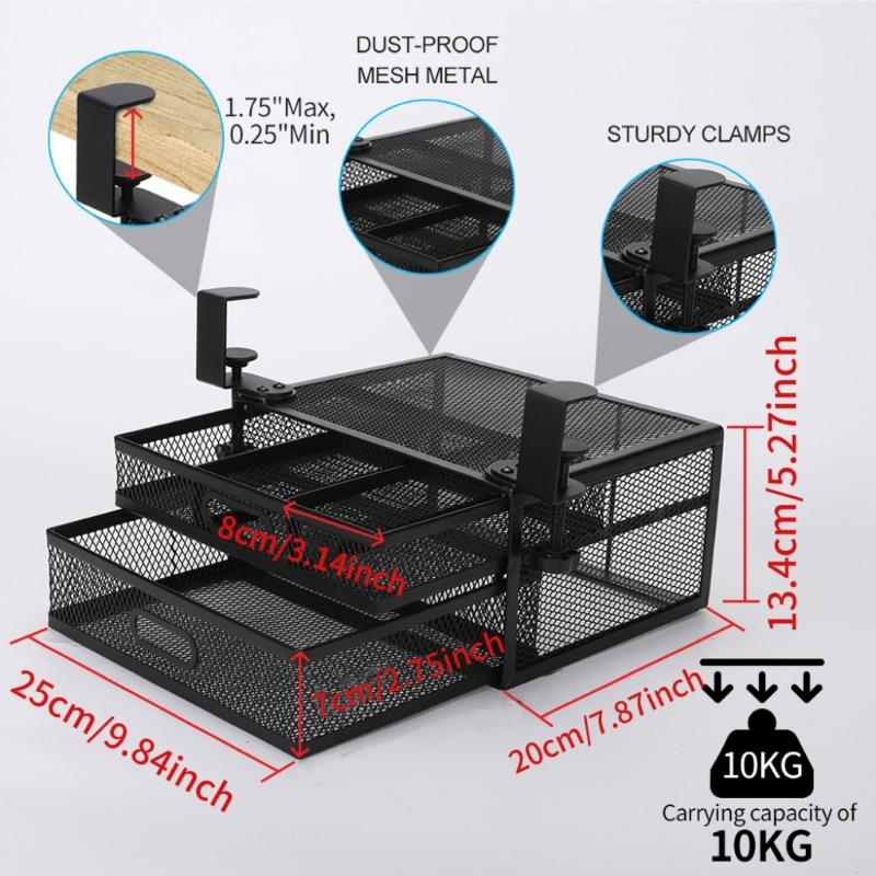 Эргономичный офисный блок для хранения с выдвижными ящиками, конструкция из черного металла, отделения с двойным доступом, органайзер под стол