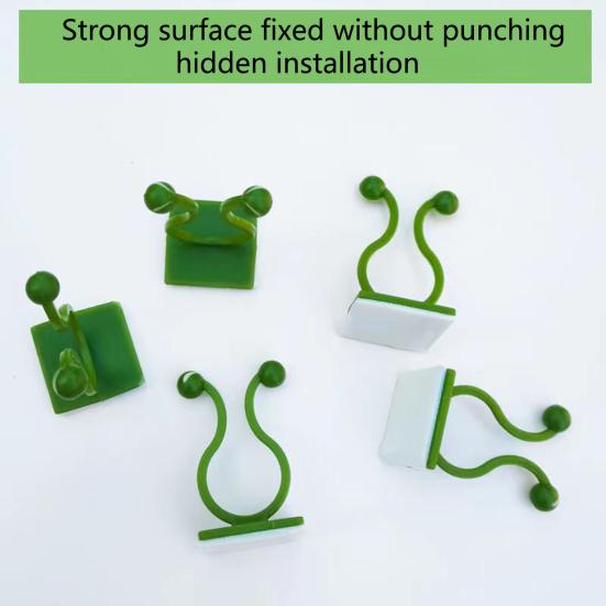 50Pcs Vine Fixing Clip Punch Free Self-adhesive Wall Climbing Plant Branch Binding Fixer Balcony Supplies