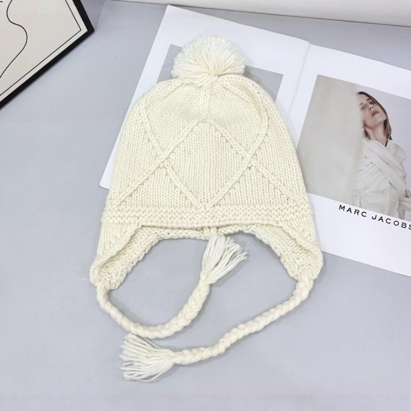 25 Early Autumn New Warm Knitted Hat Cute Hairball Ear Protection Bag Head Hat Wool Hat Autumn and Winter