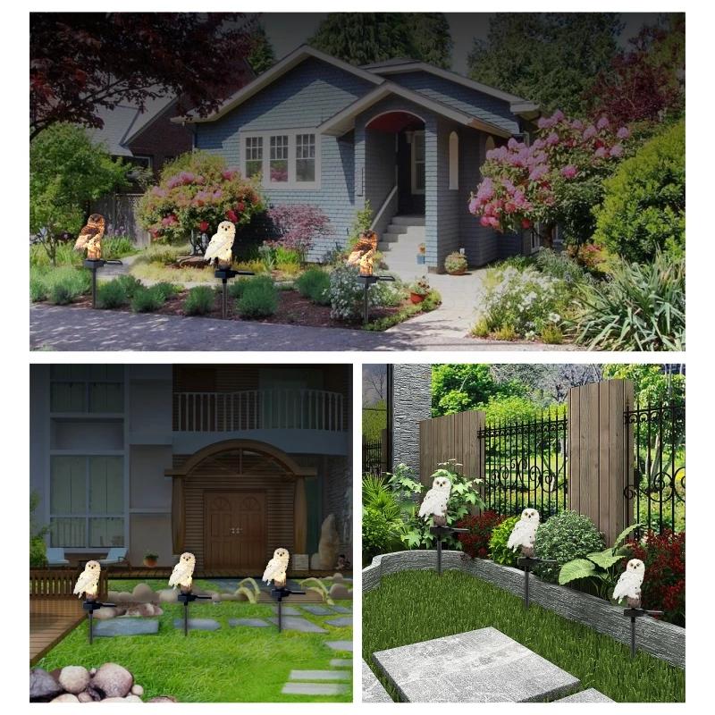 Солнечная Сова Садовый Свет Открытый Светодиодный Газон Лампа для Украшения Сада Водонепроницаемые Рождественские Огни Открытый Солнечный Фонарный Столб