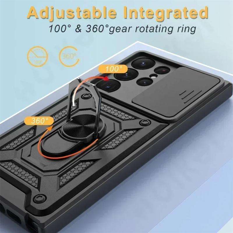 Чехол Armor Rotate с кольцом-подставкой для объектива камеры, устойчивый к царапинам, для Samsung Galaxy S24 S23 S22 Ultra S21 S20 Plus FE A54 A34 5G