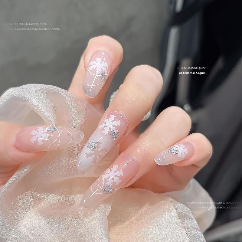 Снежинки Зимние Блестки для Ногтей Сверкающие Рождественские Хлопья Блестки Украшение для Ногтей Наклейка Типсы Шарм для Ногтей Маникюрный Салон