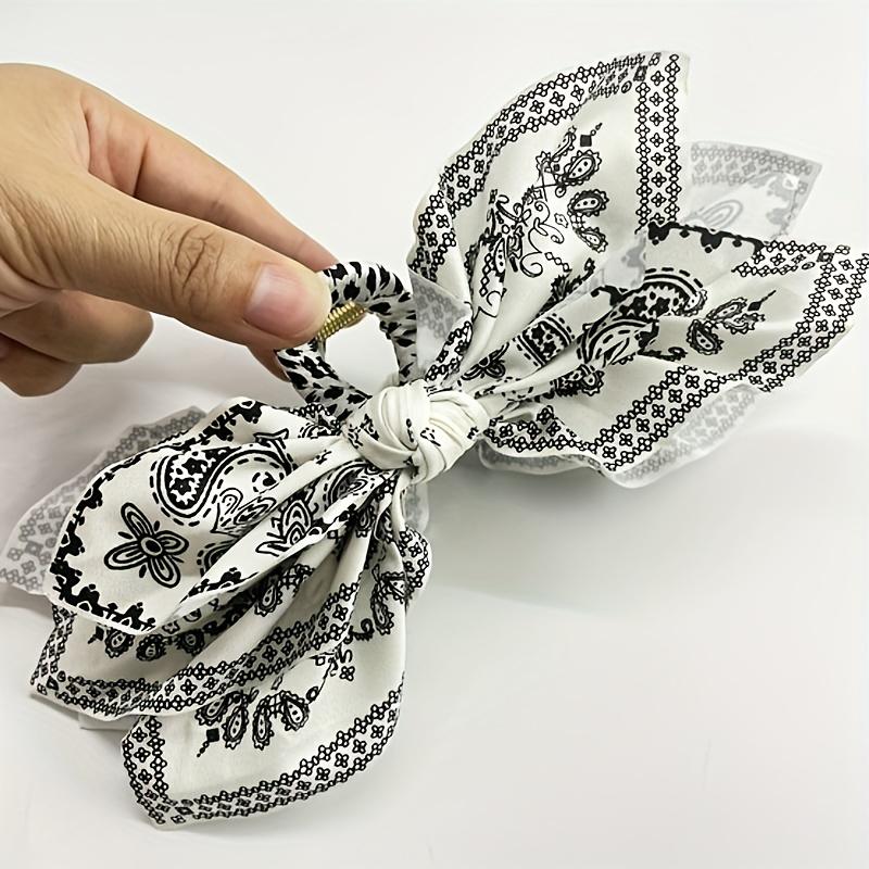 Elegant Retro Double - sided Cashew Flower Love Bow Hair Clip Temperament Print Fabric High-End Hair Accessories For Women