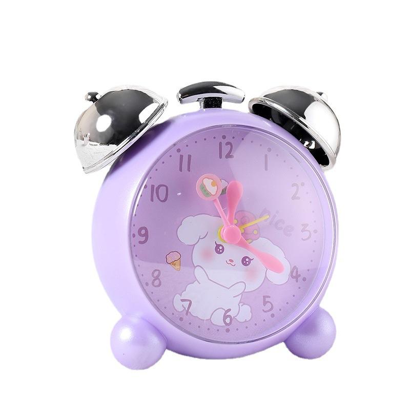 Super Loud Student Cartoon Sweeping Seconds Alarm Clock Head of Bed Silent Alarm Clock Luminous Male and Female Student Small Alarm Clock Home Use