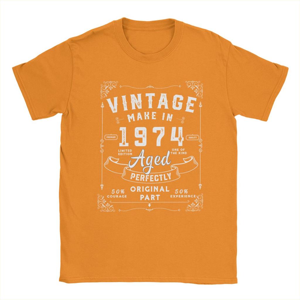 Made In 1974 Birthday Gift Men's T Shirts 50 Years Old Funny Tees Short Sleeve Crewneck T-Shirt Cotton Birthday Gift Tops