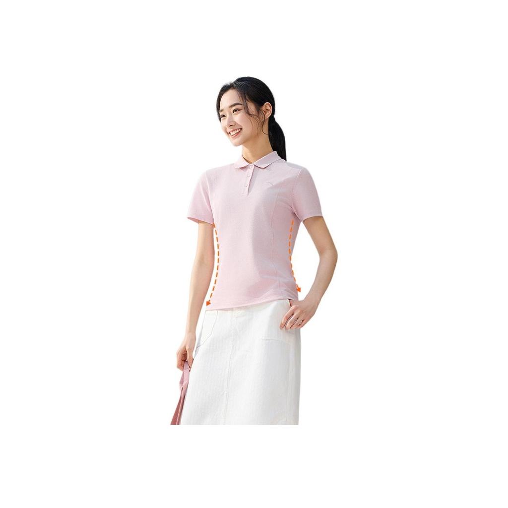 Anta Sports Lifestyle Series Comprehensive Training Series Solid Color Comfortable Breathable Versatile Short Sleeve Polo Shirt Women Tops 962527123-3