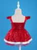 2PCS Kids Girls Sequin Christmas Santa Claus Costume Baby Dress Up Party Dance Dress Outfits