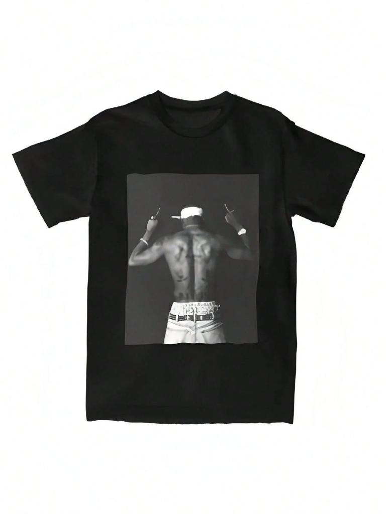 -Pac Inspired unisex'S Cotton T-Shirt, Casual Crew Neck, All-Season Knit Fabric With Slight Stretch, Regular Fit Print Tee_1oi