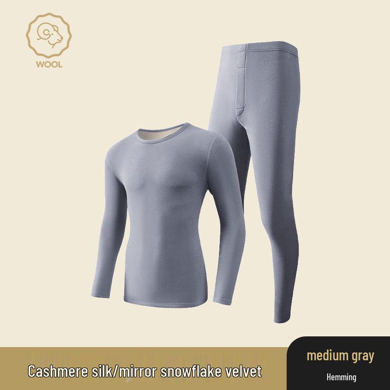 Термобелье из немецкого кашемира и шелка: Унисекс бесшовный комплект с круглым вырезом для осени и зимы