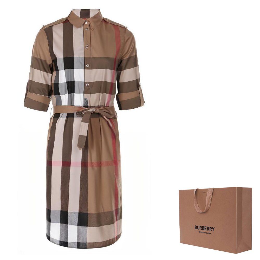 Burberry Платье с коротким рукавом FW20 Женское Архивный бежевый 80277081