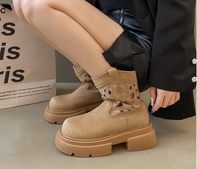 Новые ретро горячие девушки вестерн ковбой короткие сапоги полые дышащие высокие ботинки Martin