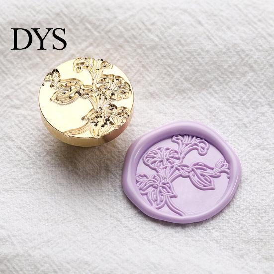 Miniature Seal Stamp Head Lily Floral Brass Wax Head, Cute Plant Themed Engraved Botanical Sealing for Journal Card Gift Wrapping Wedding Invitation
