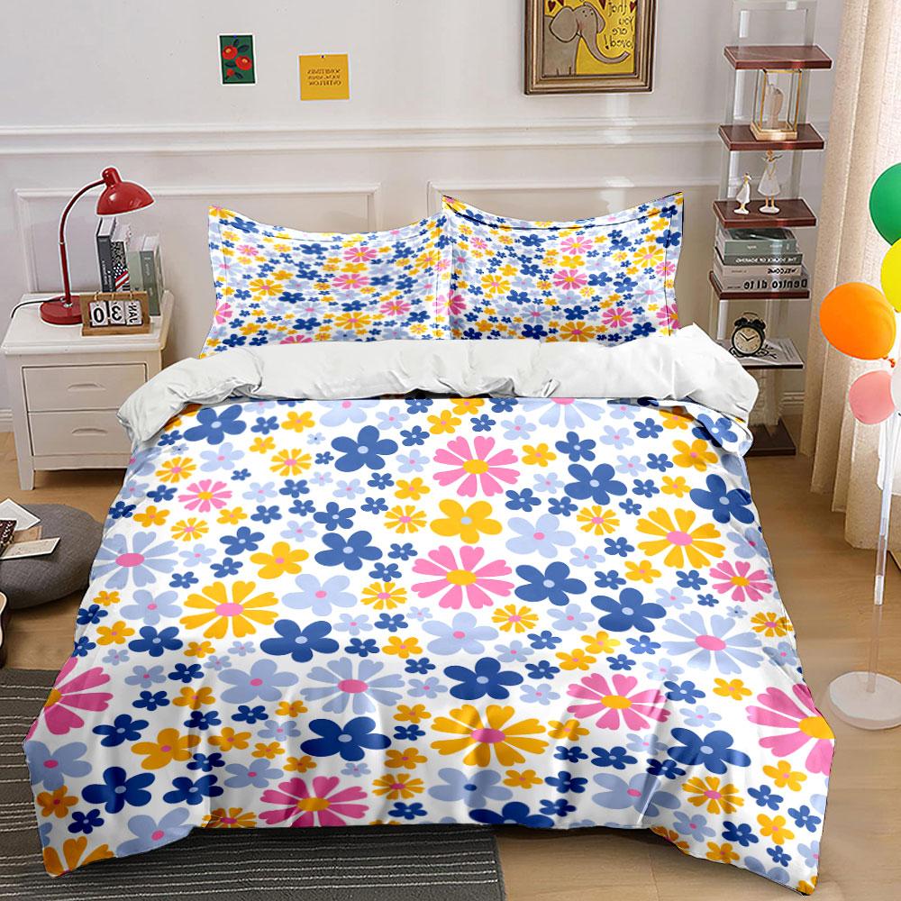 "Colorful Floral Bedding Set" Bedding Duvet Cover Set Duvet Cover Pillowcases (1 * Duvet Cover 2 * Pillowcases, without duvet insert)