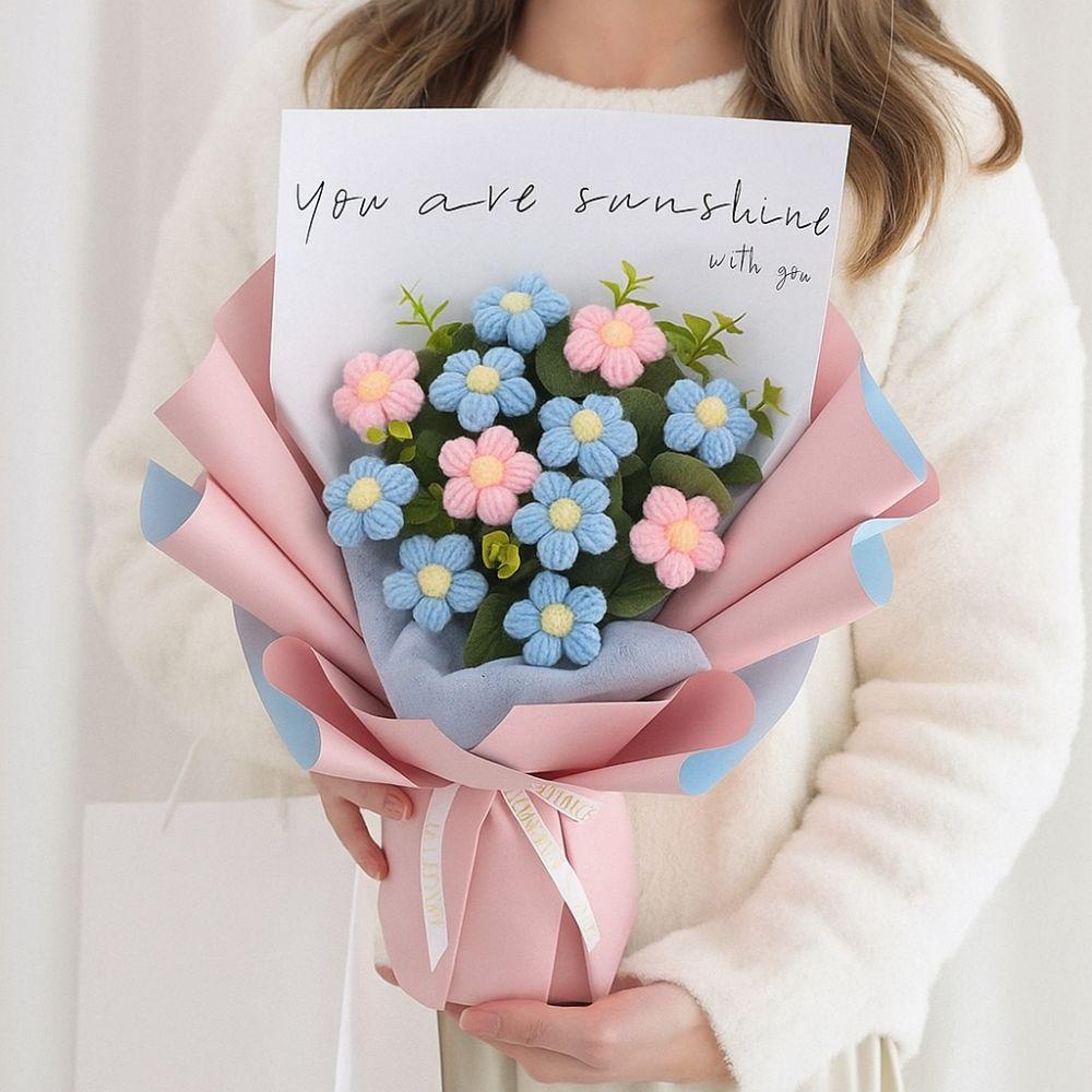 Мягкая пряжа Искусственная цветочная композиция Корейский стиль Вязаные крючком цветы ромашки Свадебная вечеринка