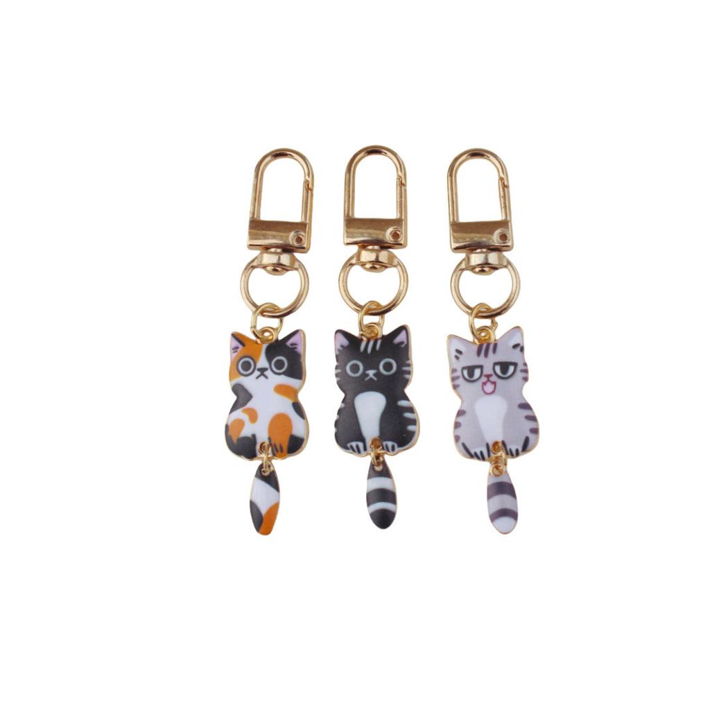 Stylish Alloy Cat Keychain With Durable Metal Pendant Printed Cat Keychain For Backpack Zipper Or Gift Giving