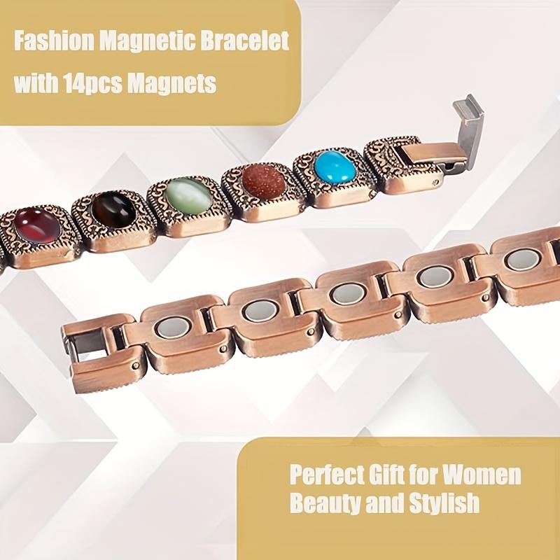 Women's Colorful Stone Magnetic Bracelet with Adjustable Size Design, Fashionable and Personalized Bracelet, Versatile Jewelry Accessories