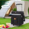Rolling Picnic Trolley Box Double Layers Tug Insulation Bag Tie Rod Picnic Bag Lunch Box