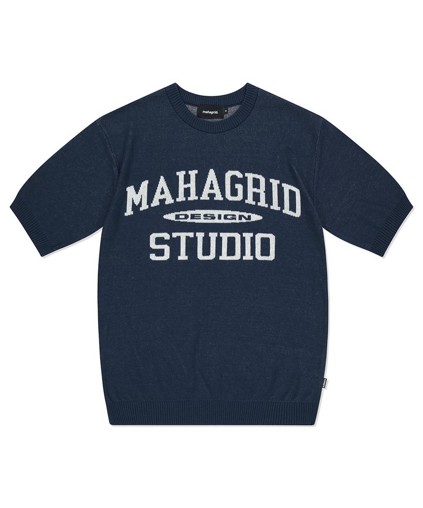 MAHAGRID College Logo Half Knit Navy(Mg2Dmmk601A)