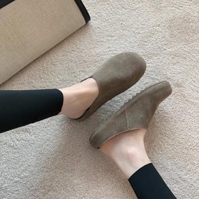 Виноград мать зима новый полу-драг волосатые туфли удобные корейская версия женская обувь осень женская 2025 обувь на платформе детская для улицы