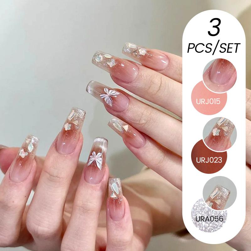 Nail Art Ice Прозрачный набор из 3-х лаков для ногтей, популярный прозрачный клей для лака для ногтей Nude Whitening Powder