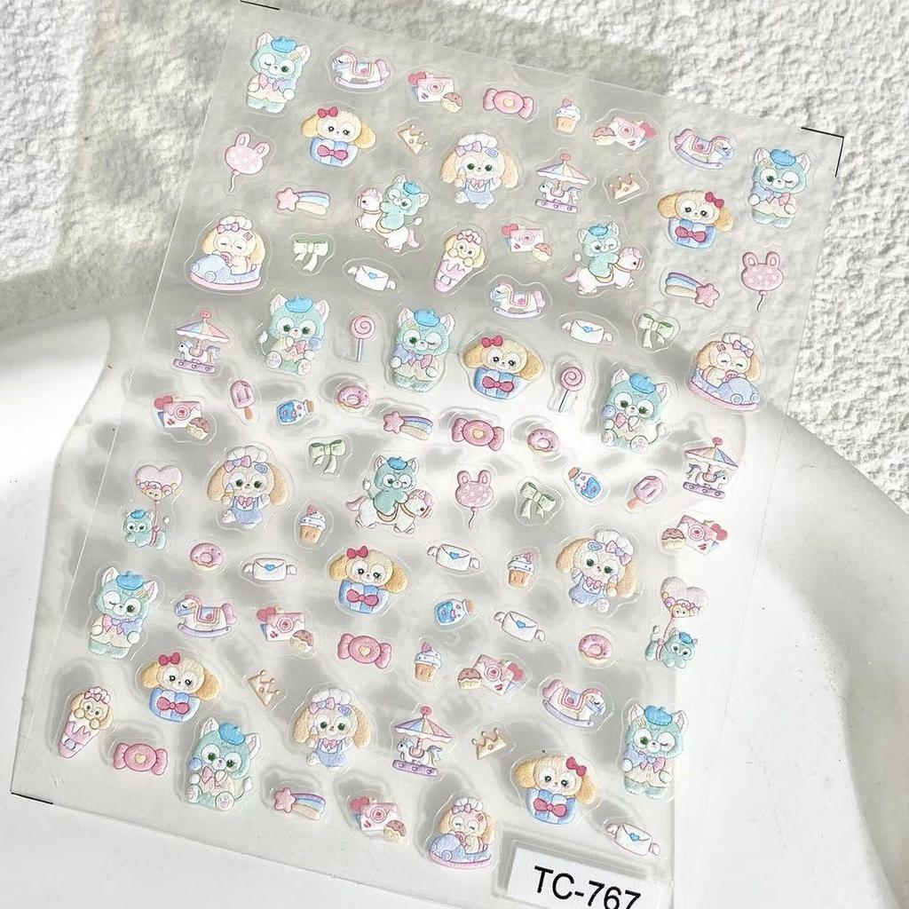 3D Cartoon Cute Lina Nail Stickers for Kids: DIY Embossed Decals for Phones, Journals, and Water Cups