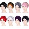 Stretchy Headscarf Glitter Sequins Turban Hat Hijab Chemo Cap Head Wraps Muslims Bonnet