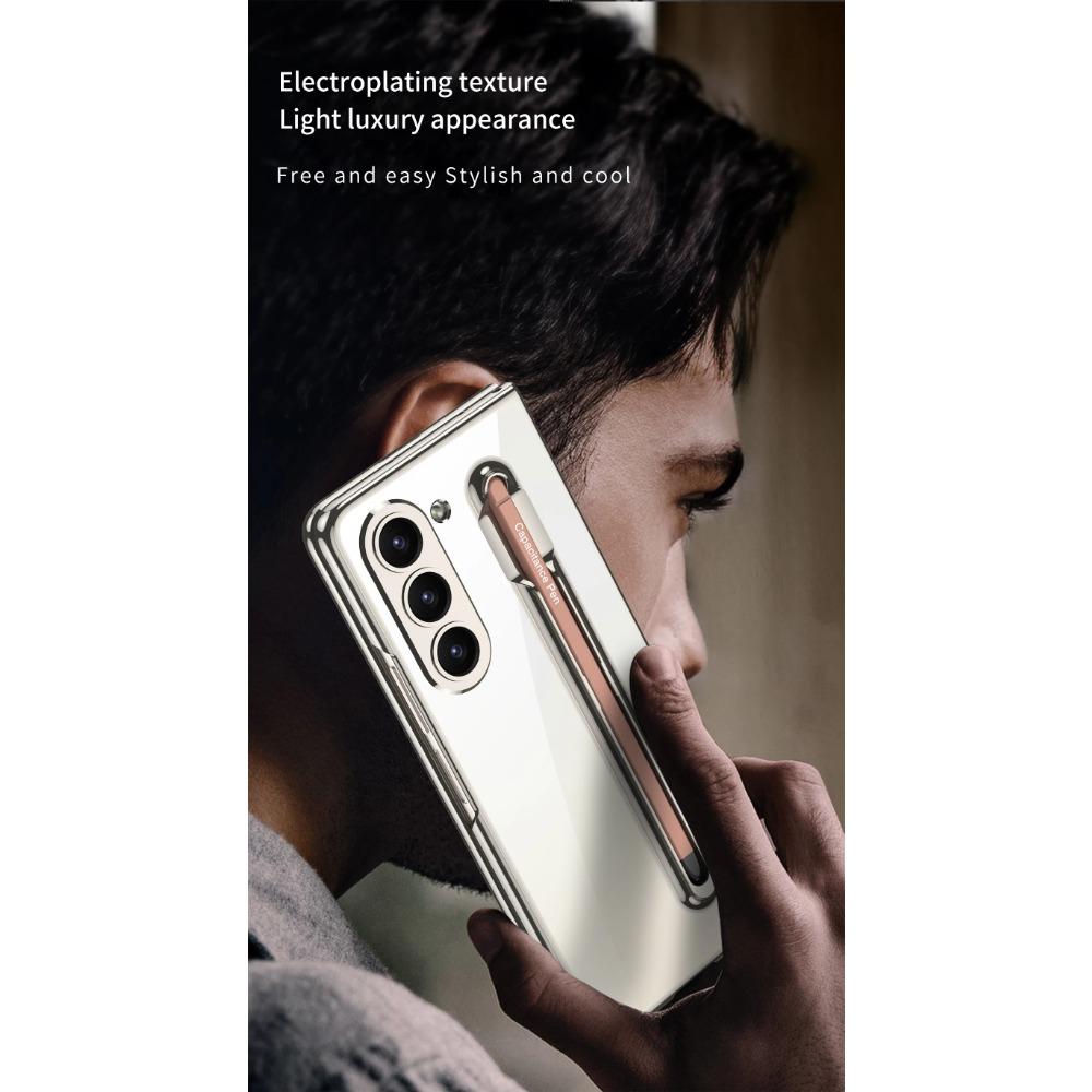 Прозрачный гальванизированный каркас Жесткий ПК чехол для телефона Samsung Galaxy Z Fold 6 5 Чехол противоударный с защитой экрана стилусом