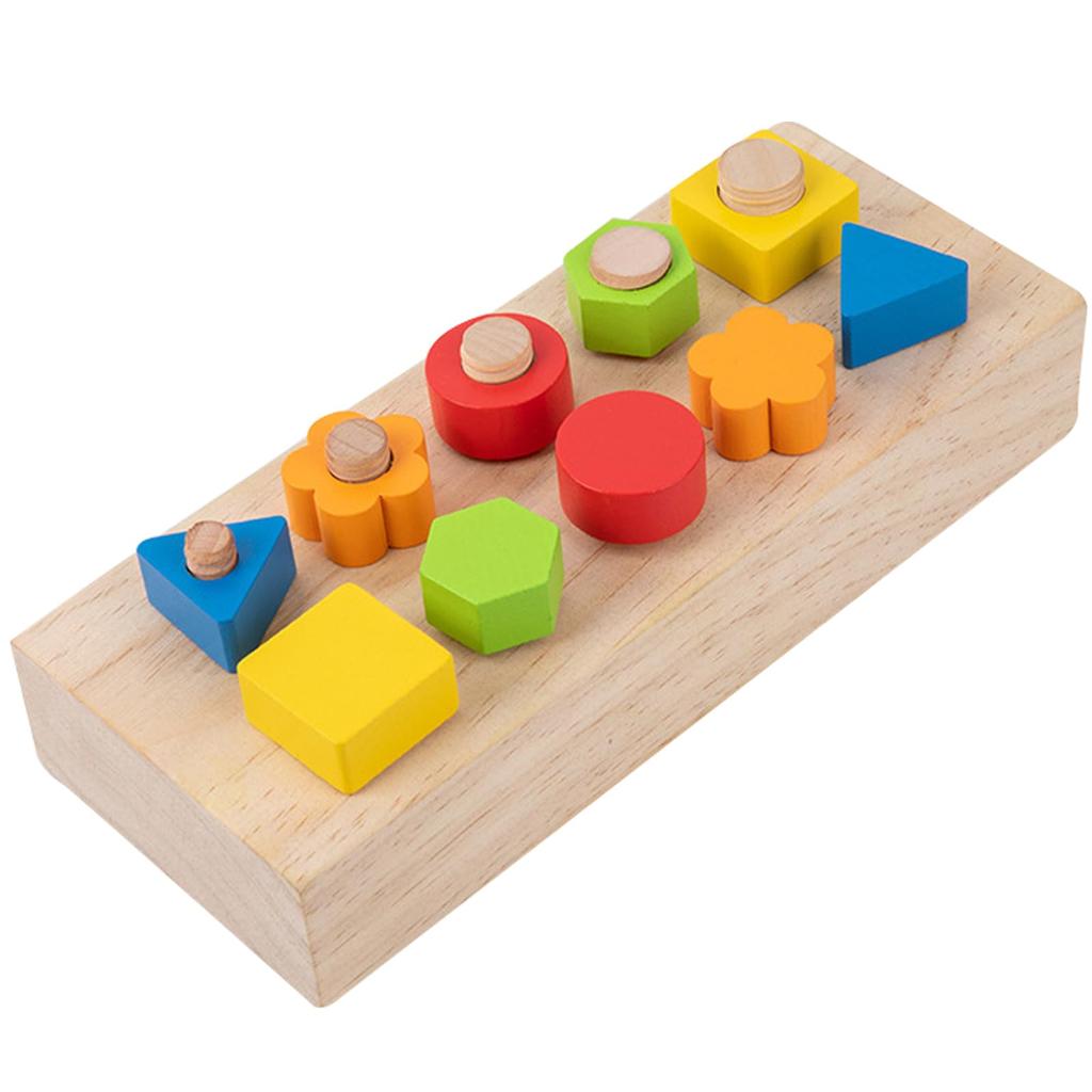 PAVIKE Wooden Screw Toys, Montessori Educational Toys, Bolt and Nut Set, Interesting Geometric Shapes, Jigsaw Puzzle, Finger Training, Color and
