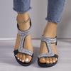 Summer New Fish Mouth Open Toe Elastic Band Rhinestone Sandals Large Size Women's Sandals 35-43