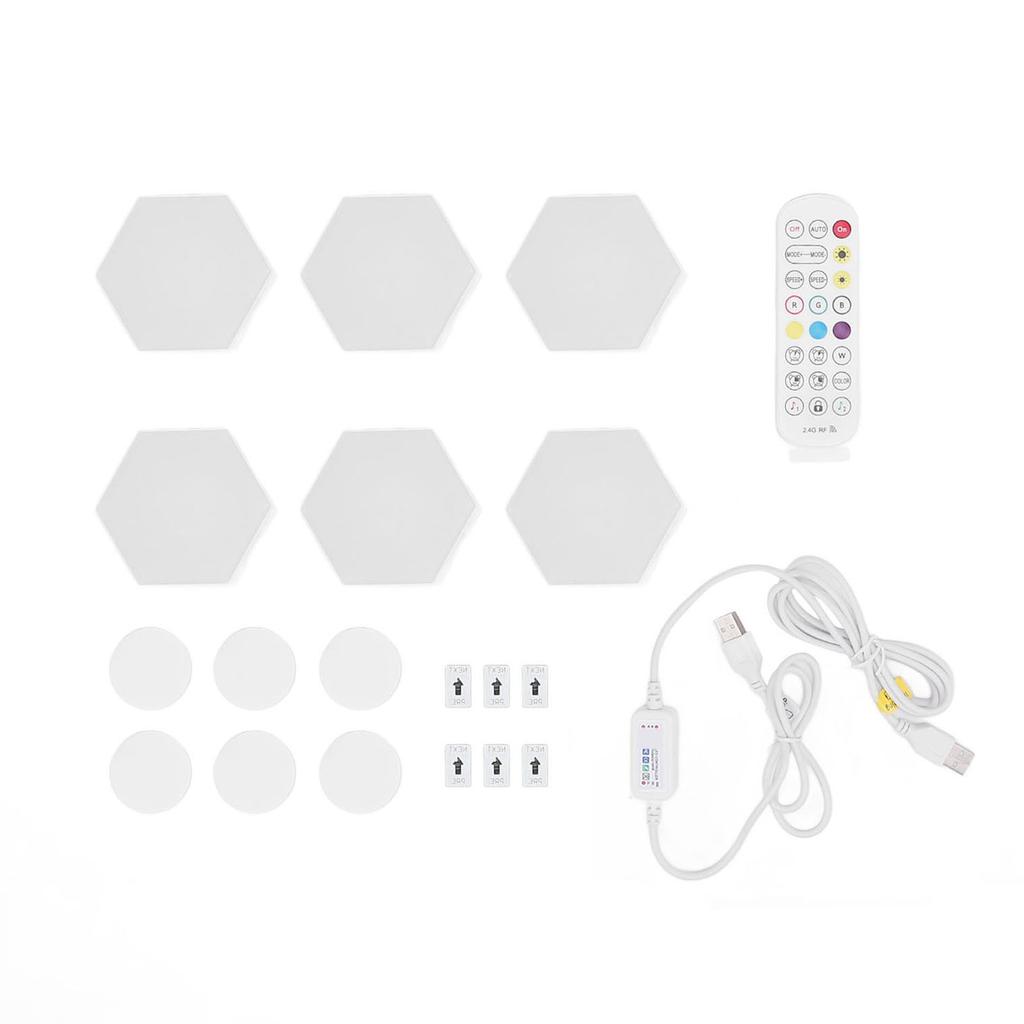 6 комплектов Bluetooth Hex Wall Light RGB 16 миллионов цветов Music Sync APP Remote Control LED Light Panel