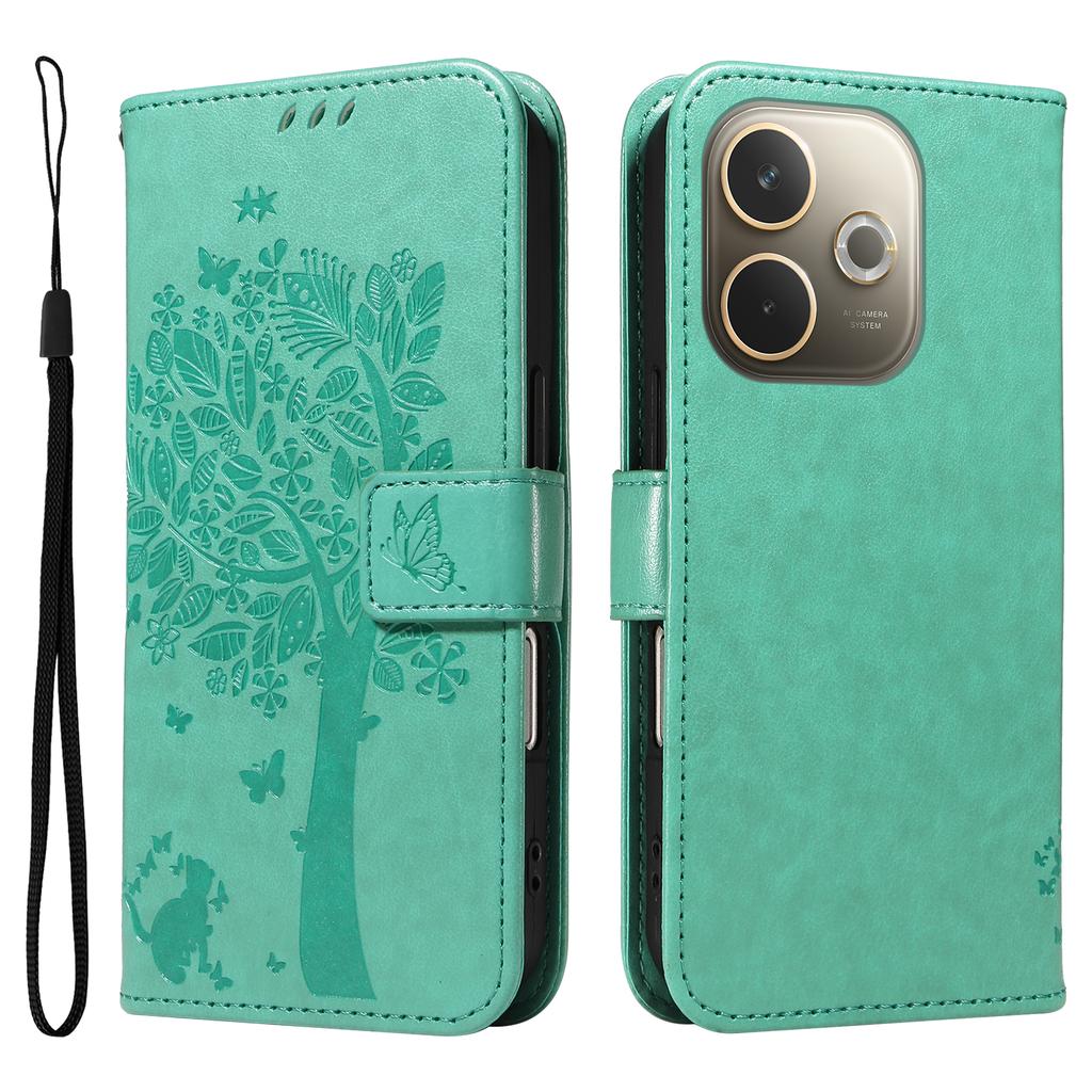 For Oppo A5 Energy 5G (China)/Oppo A5 Pro 4G (Global) Phone Case with Stand Cat Tree Pattern Leather Wallet Mobile Cover