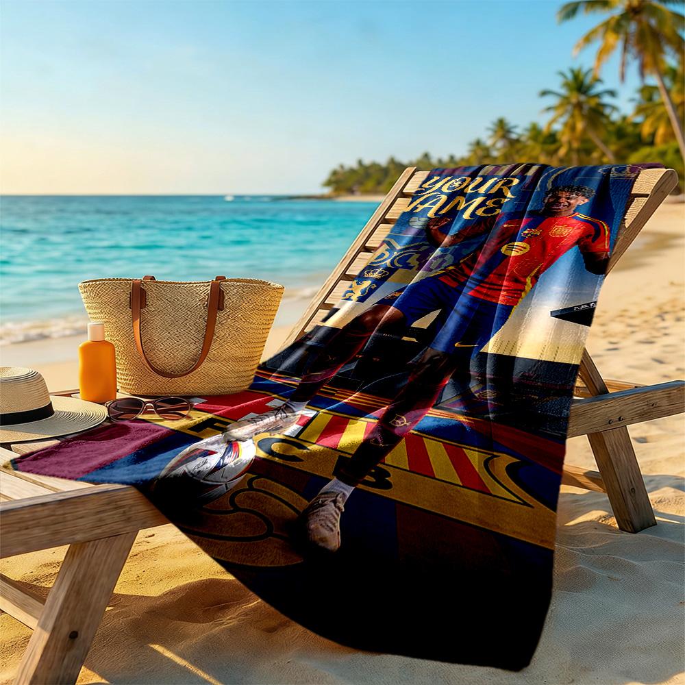 Lamin Yamal Personalized Name Beach Towel Soft Durable Quickdry