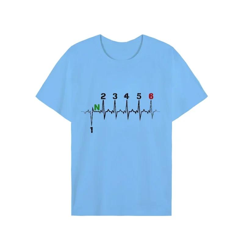 Men Brand T-shirts Motorcycle Gear Shift 1n23456 Heartbeat Ekg Pulse Print T Shirt Men Teeshirt Tshirt Short Sleeve T Shirts Men