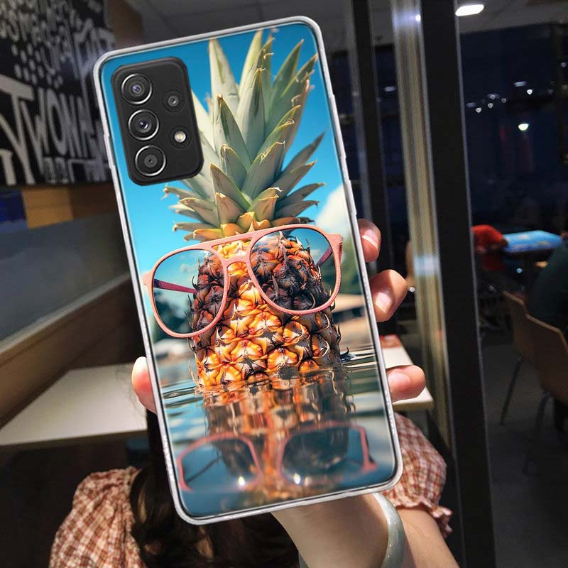 Чехол для телефона «Ананас» для Samsung A54 A57 A37 A17 A14 A15 A12 A24 A34 A55 A35 A25 A52S A07 A05S A04S A22 A32 A72 Galaxy N