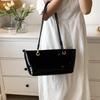 Large Capacity Patent Leather Shoulder Bag Smooth Commuting Tote Bag  Daily