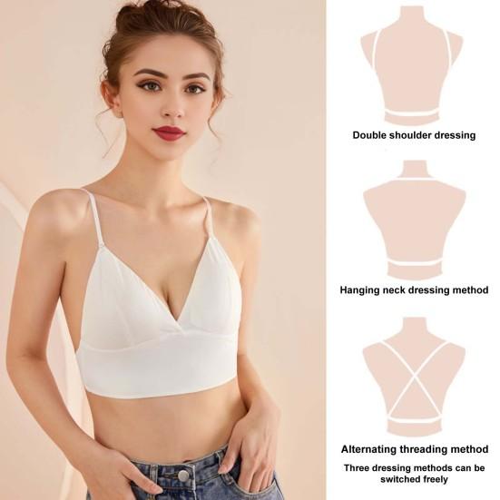Женский бюстгальтер с тонким ледяным шелком Beauty Back Pure Color Halter Neck Invisible Bra