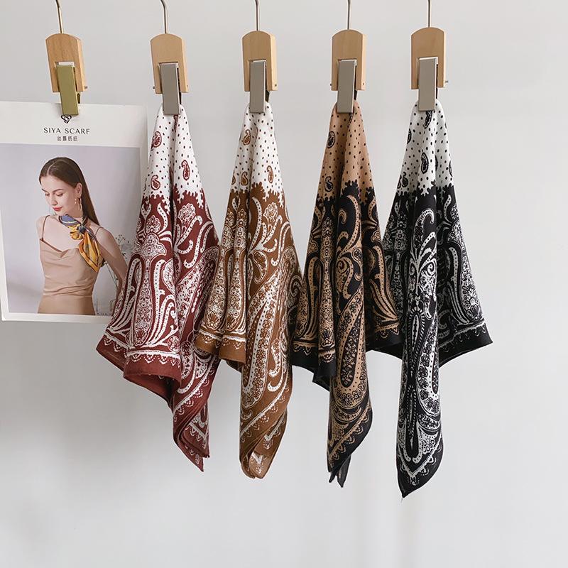 Retro French design cashew flower 68 herringbone pattern square scarf women's foreign style advanced temperament silk scarf tide