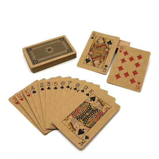 54Pcs/Set Kraft Paper Poker Card Waterproof Game Card Deck Kids Adults Family Night Multi-player Interactive Classical Card Board Game Props