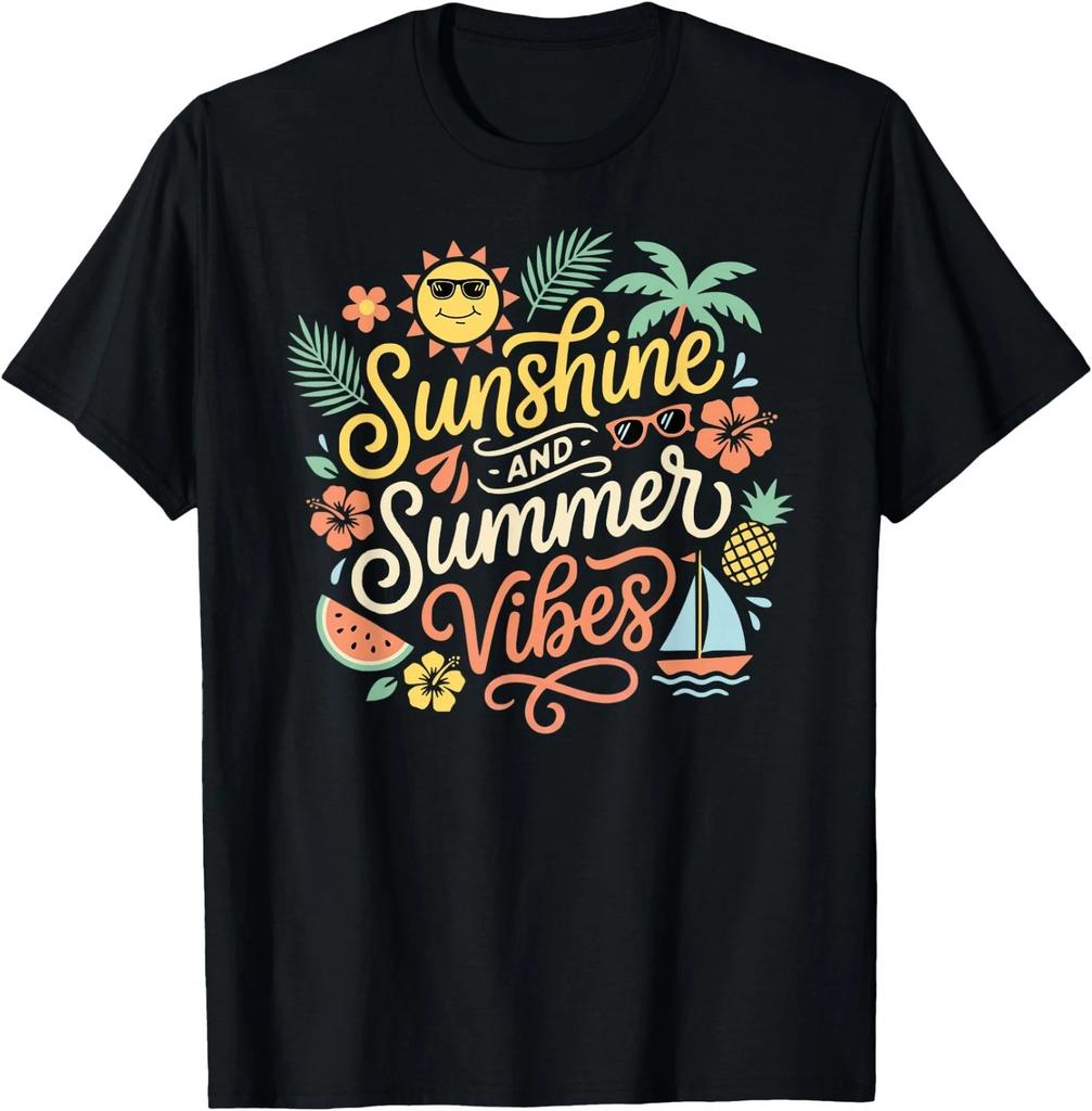 Sunshine and Summer Vibes Cute Tropical Beach Vacation T-Shirt