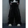 Camouflage Distressed Cargo Jeans Men High Street Wide Leg Trousers Metal Accent