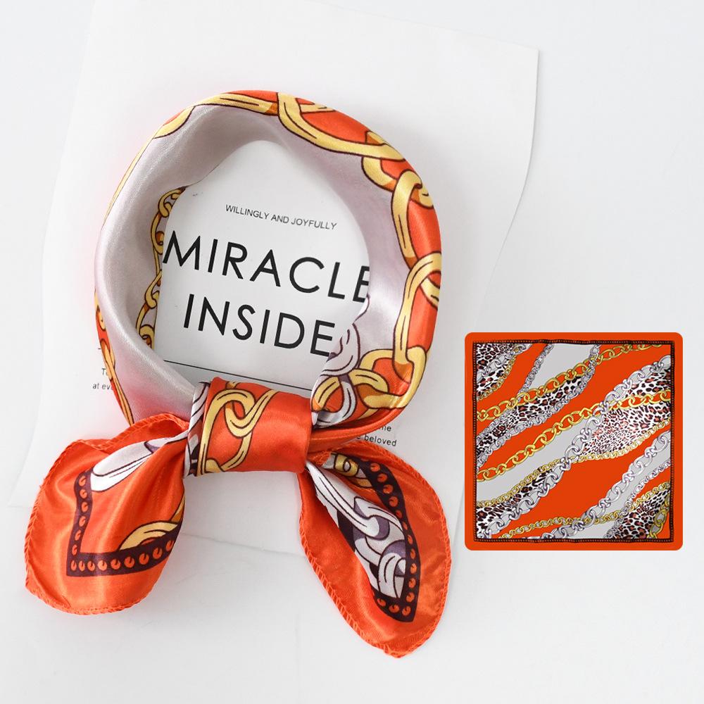 Новый модный высококачественный шелковый шарф квадратный шарф цепочка имитация шелка 50x50 маленький шарф для женщин