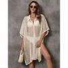 Летний женский свободный V-образный вырез на пуговицах кардиган сексуальное трикотажное сетчатое пляжное платье купальник накидка повседневная одежда для отдыха