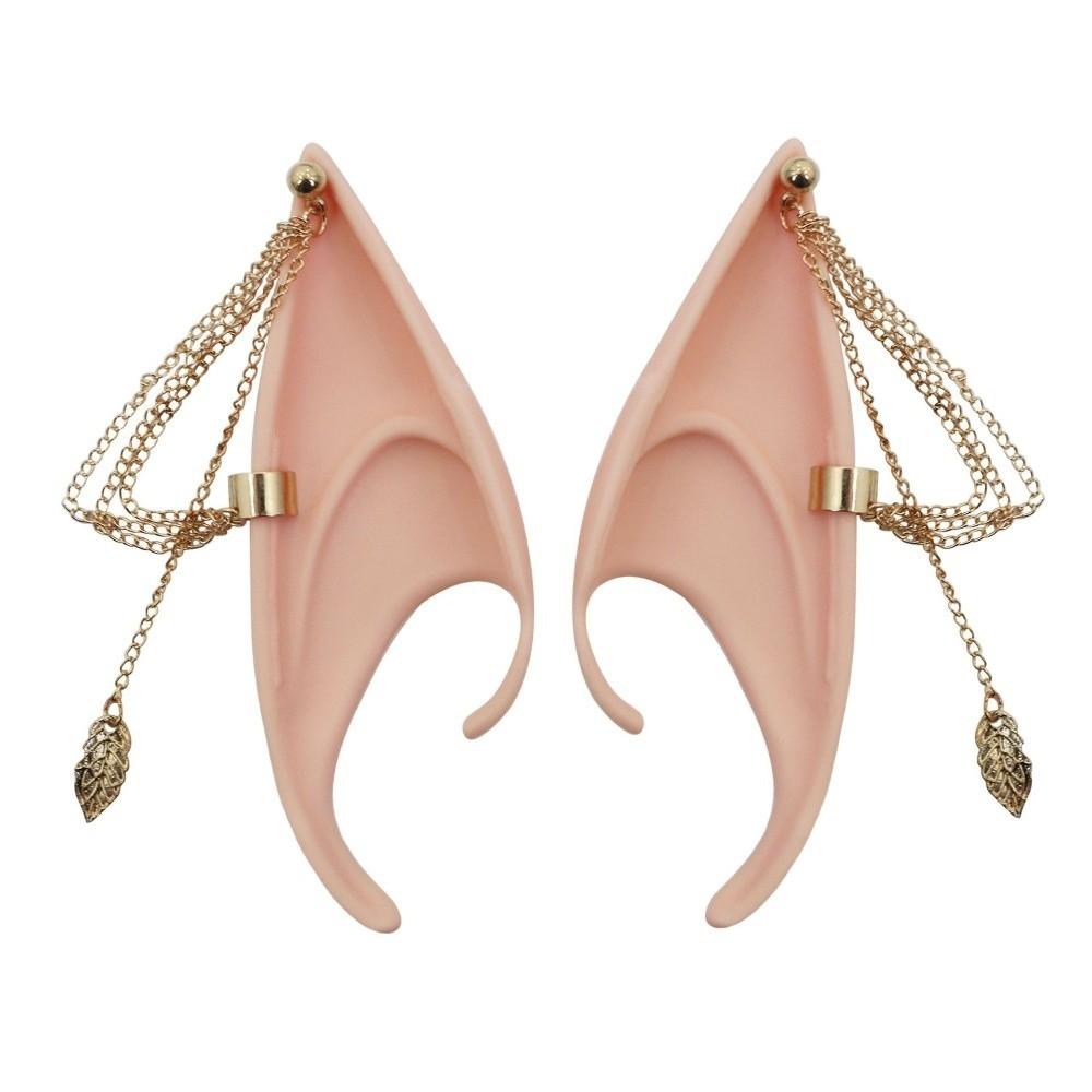 1pair Latex Elf Ears with Earring Ear Cuff Jewelry Fairy False Ears Unisex