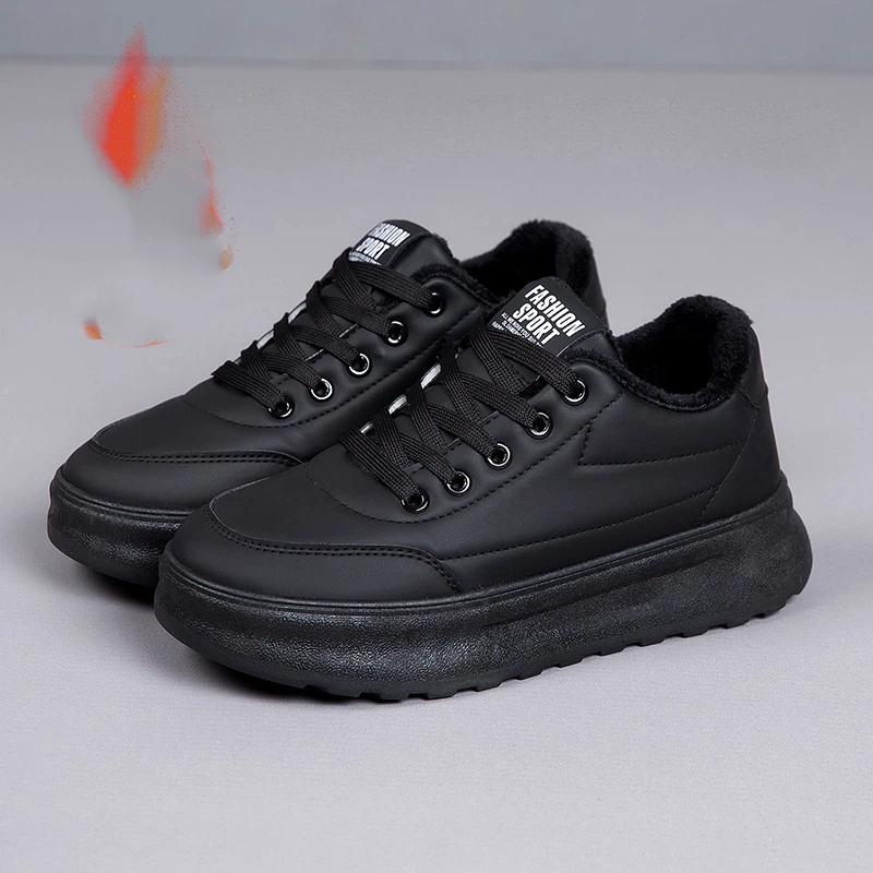 Женские зимние плюшевые толстые теплые и нескользящие повседневные хлопковые туфли