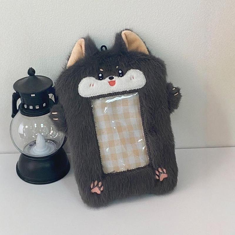 3-дюймовый милый мультяшный медведь кролик плюшевый держатель для фотокарточек корейский идол фото держатель для девочек милый брелок удостоверение личности кредитная защита канцелярские принадлежности