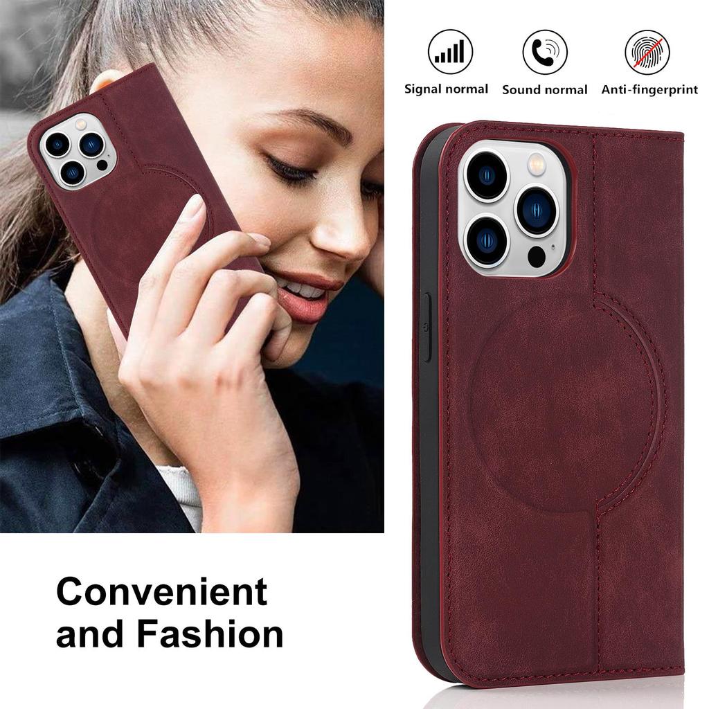 Кожаный флип-чехол с магнитным кошельком для iPhone 12 13 14 Pro Max, мини-магнитная крышка-книжка с беспроводной зарядкой